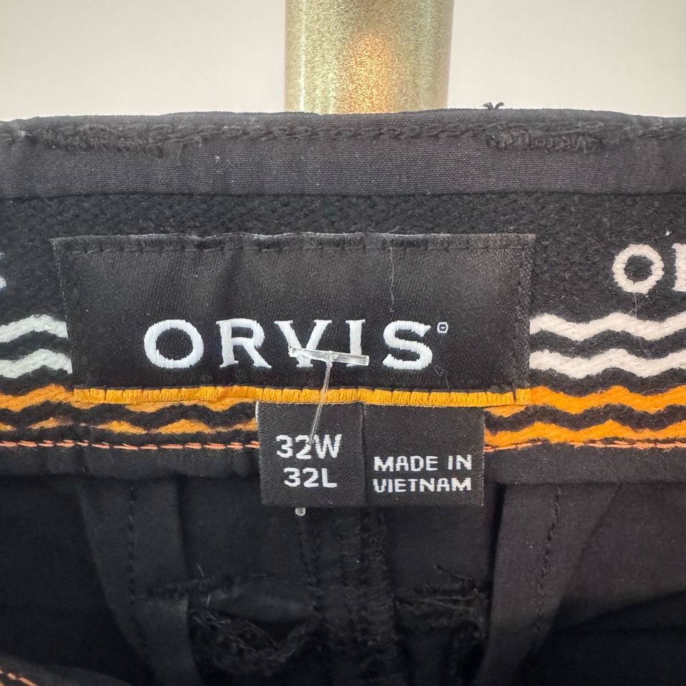 Orvis Black Trousers with Vibrant Orange Details